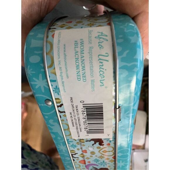 Afro Unicorn Scoop Purse Tin Carry All - Picture 7 of 12